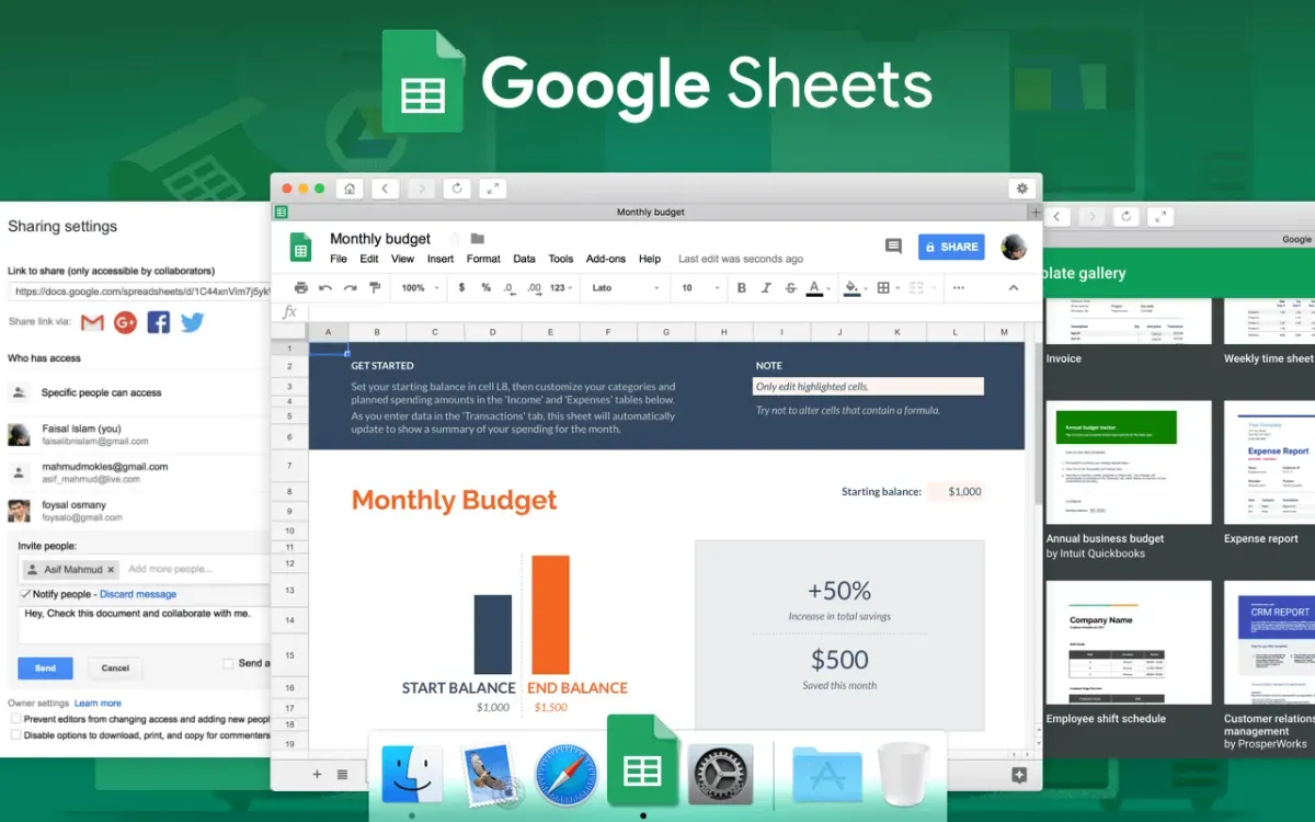باز کردن فایل اکسل با Google Sheets در مک