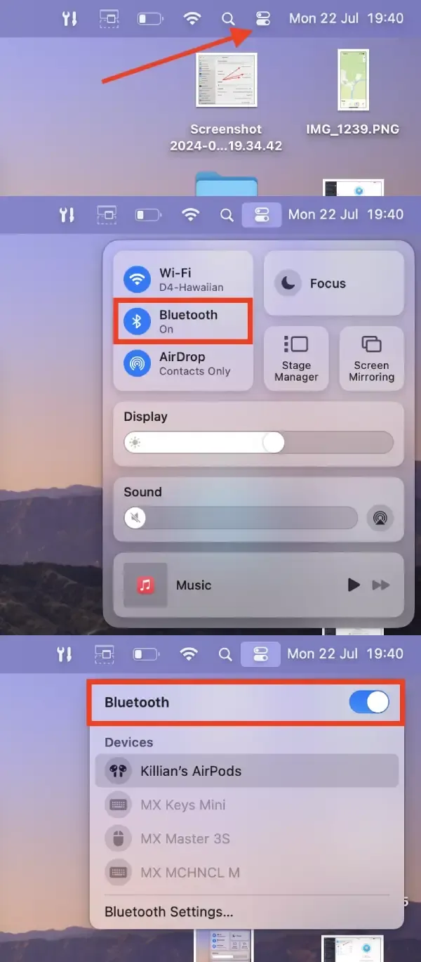 روشن کردن بلوتوث در مک