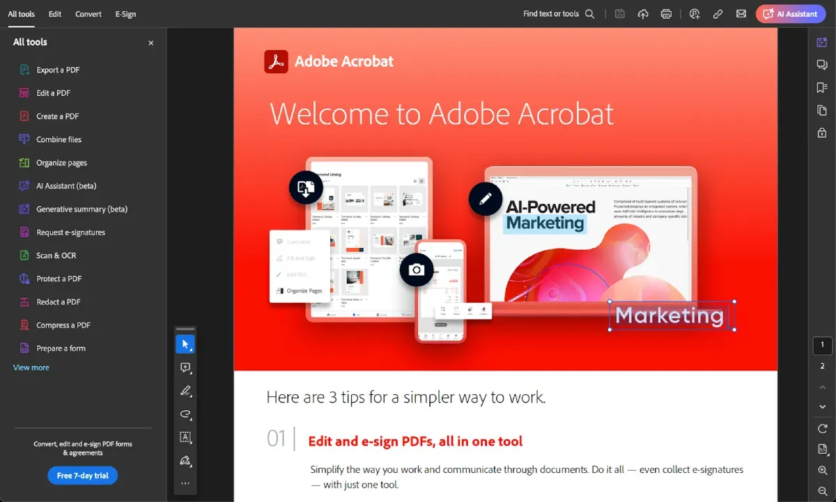 بهترین ویرایشگر PDF برای مک؛ برنامه Adobe Acrobat Reader