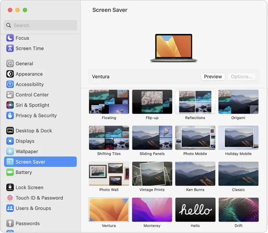  شخصی‌سازی Screen Saver در macOS Ventura تا macOS Sequoia