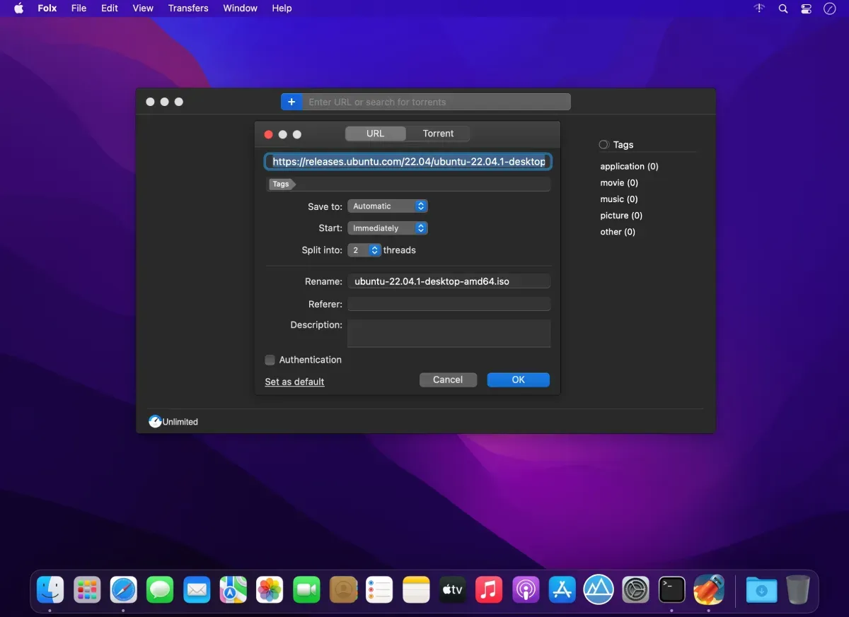 اسکرین شات محیط کاربری برنامه Folx Pro برای مک