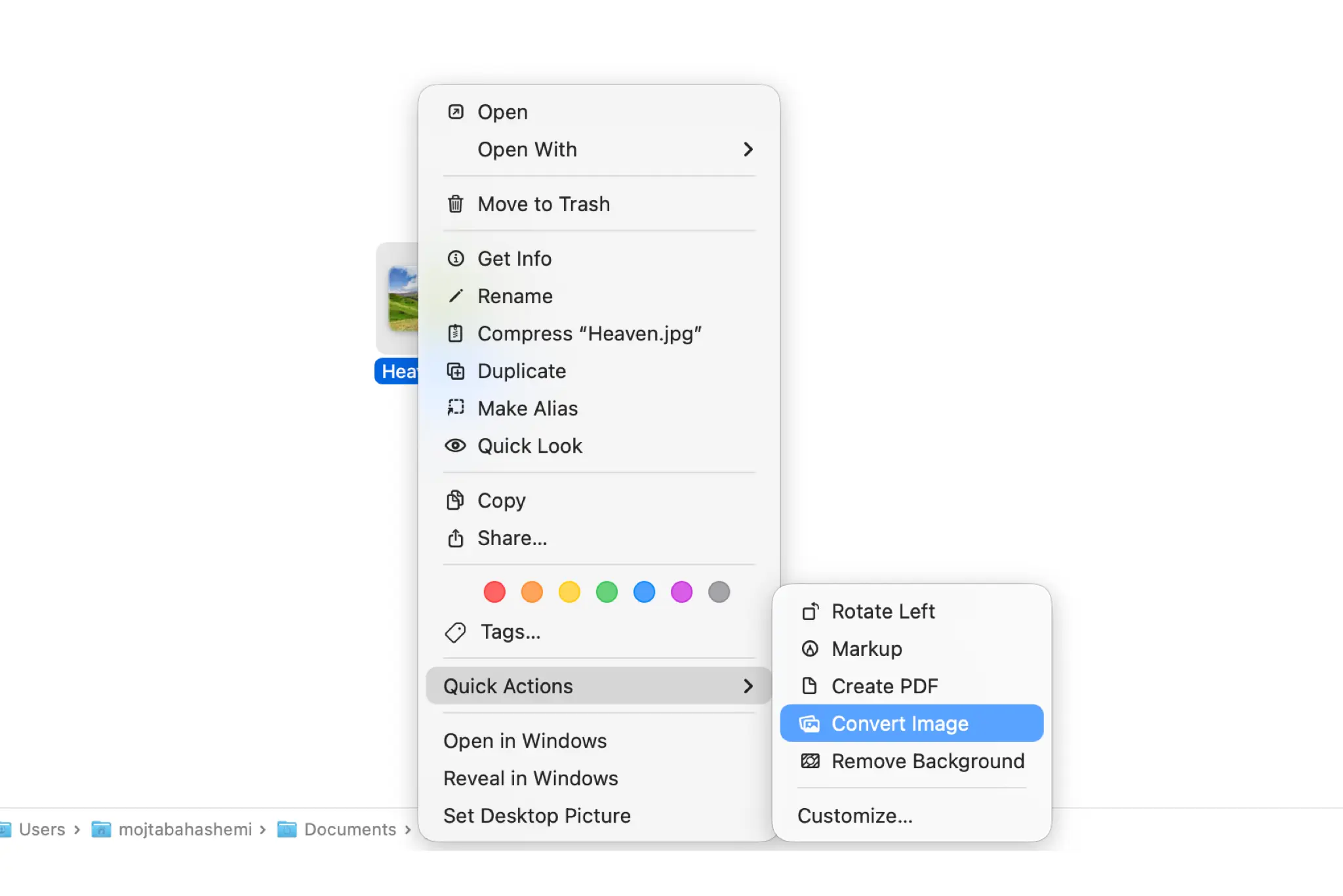 نحوه تغییر فرمت عکس با Quick Actions