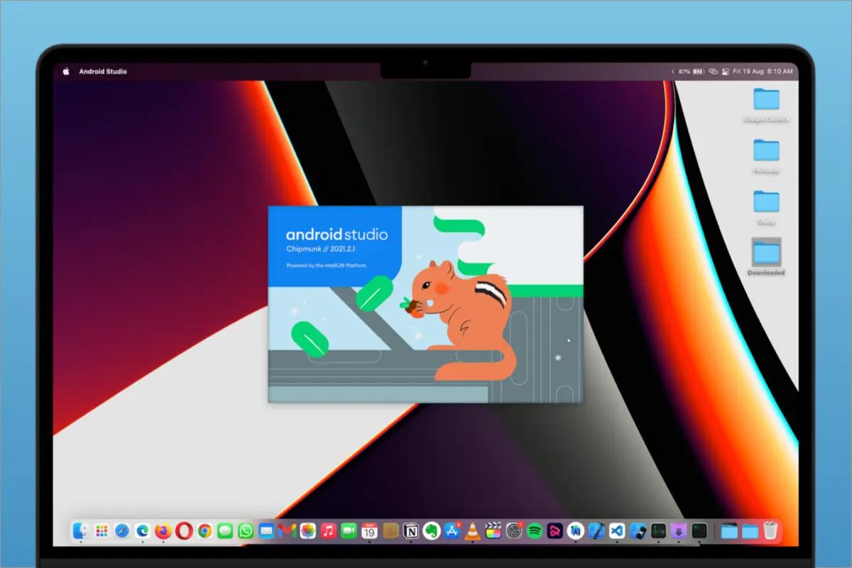 اسکرین شات صفحه استارتاپ برنامه Android Studio روی مک بوک