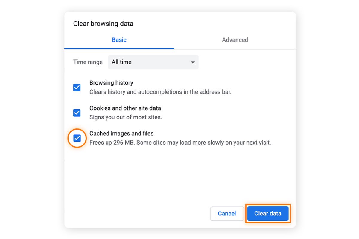 اسکرین شات بخش Clear browsing data مرورگر گوگل کروم در مک او اس