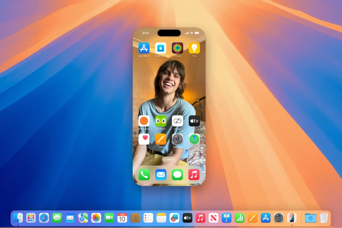 اسکرین شات از قابلیت iPhone Mirroring در مک او اس